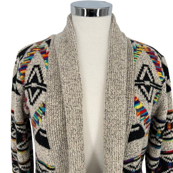 Northern Angel Anthropologie Aztec Southwest Cardigan Sweater Beige Size Small - Picture 4 of 9